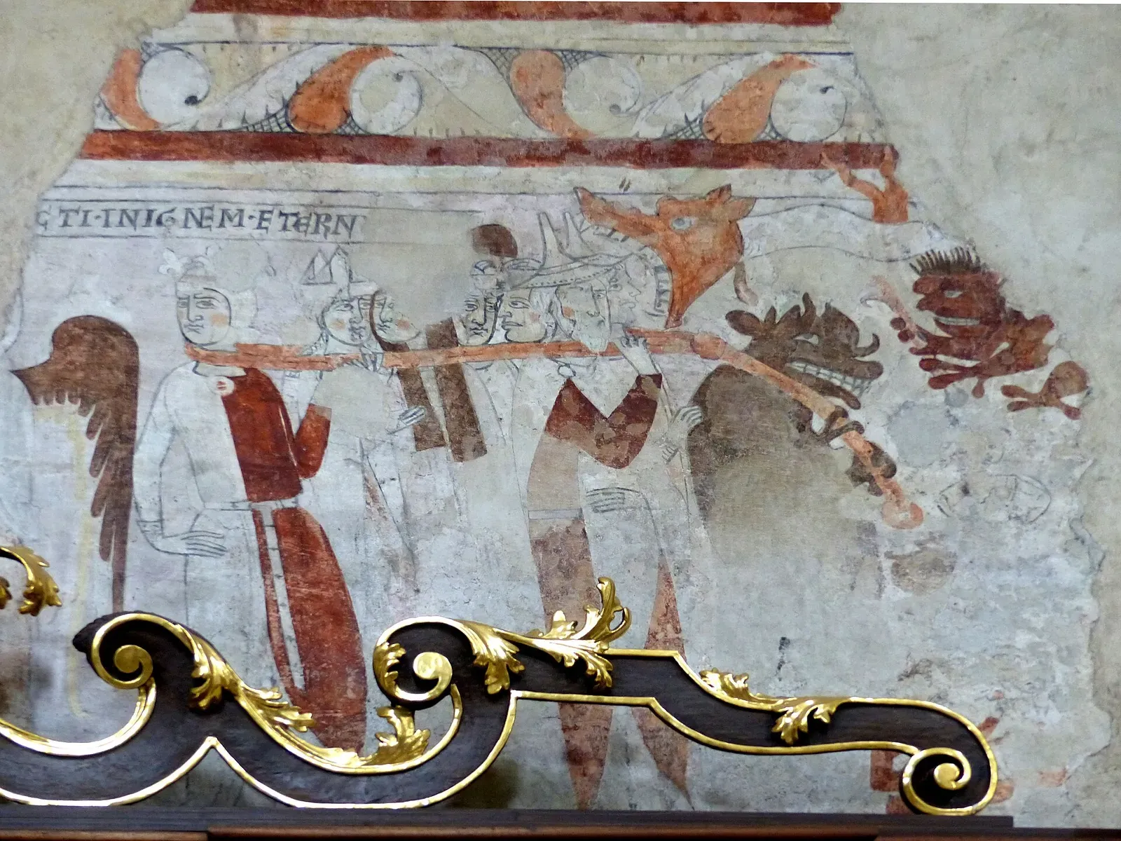 Wiener Neustadt ( Lower Austria ). Cathedral: Fresco ( 13th century ) showing the Lastl Judgment.