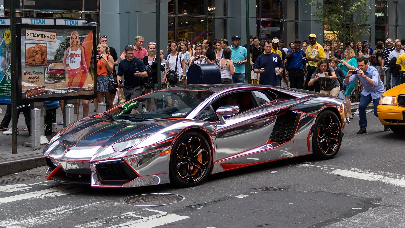 Car in New York City at Duffy Square , New York, USA